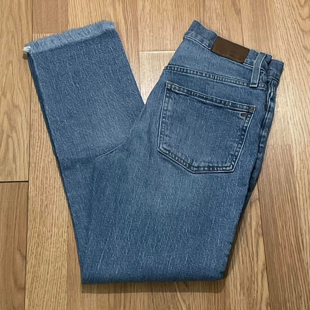 Madewell Women 26 (28x28) The Perfect Vintage Straight Jeans Blue Denim Whiskers